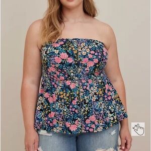 TORRID Stretch Challis Lace-Up Back Corset Tube Top